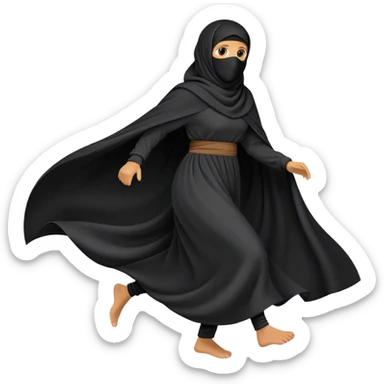 person wearing a niqab and large, flowing clothes, running sticker