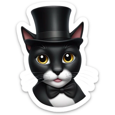 Black cat in a top hat sticker