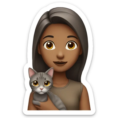 girl with brownish gray cat sticker