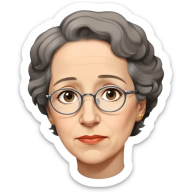portrait of Hannah Arendt, no glasses, looking to the side, neutral background sticker
