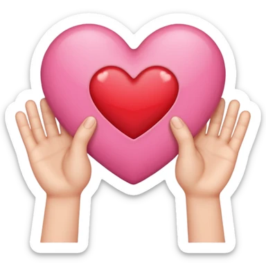 Hand heart 🫶🏻 emoji with a red heart ❤️ inside sticker