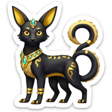 Shiny 4-legged Umbreon-Anubis-Salandit-Bastet-fusion, full body sticker