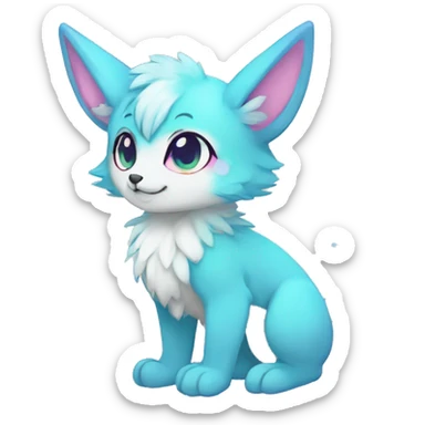 Kawaii colorful ethereal anthro fursona Fakemon sticker