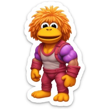 fraggle rocks hot muscle trainer sunset colored sticker