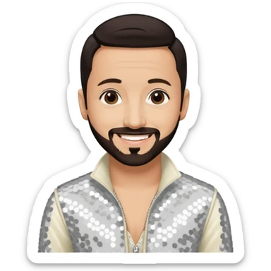 AJ McLean from Backstreet Boys with dark brown hair, ivory sequin outfit sticker