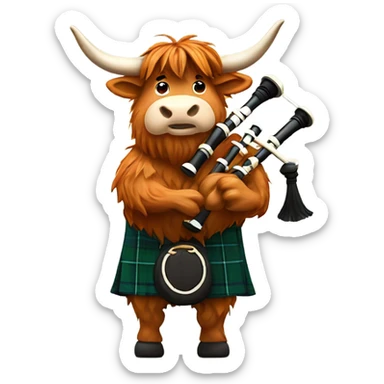 Highland cow playing bagpipes  sticker