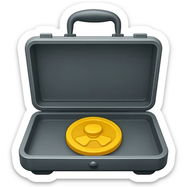 Make the nuclear suitcase open with a button. Keep the background transparent. sticker