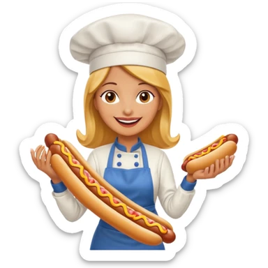 Wife holding a 5 foot hot dog sticker