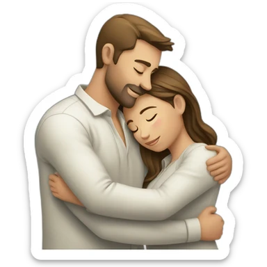 White etero couple hugging sticker