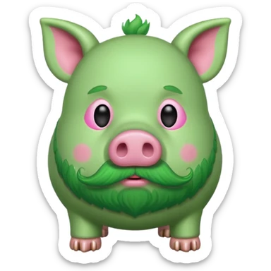 green pig with beard, back view sticker