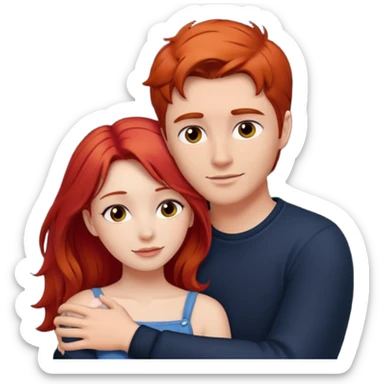 Red haired girl with white guy dark hair  romance sticker
