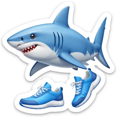 Shark with a blue sneakers  sticker
