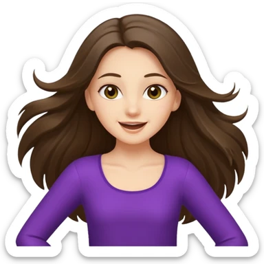 white brunette girl long hair with hazel eyes in light dancing sticker