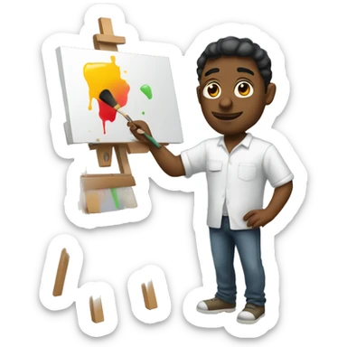 Artist with paint and easel sticker