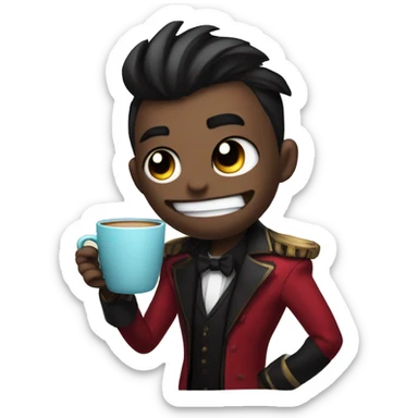 Vox from Hazbin Hotel with a cup of coffee sticker