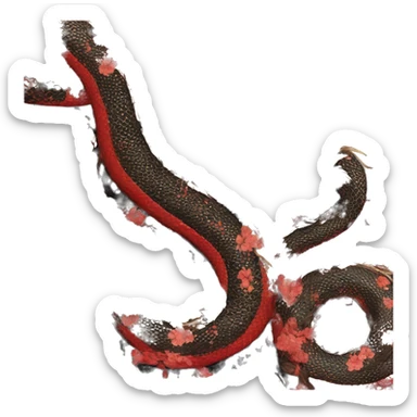 Black and red Eastern dragon serpent intricate patterns floral flowers sticker