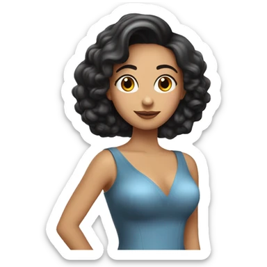 una chica muy guapa, modelo, morena de pelo, blanquita de piel pero no mucho y con vestido de gala sticker