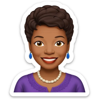 Maya Angelou with dark brown hair sticker