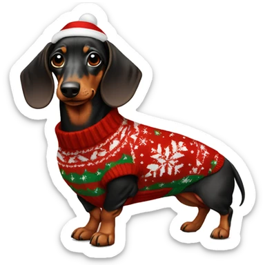 dachshund in a christmas sweater sticker