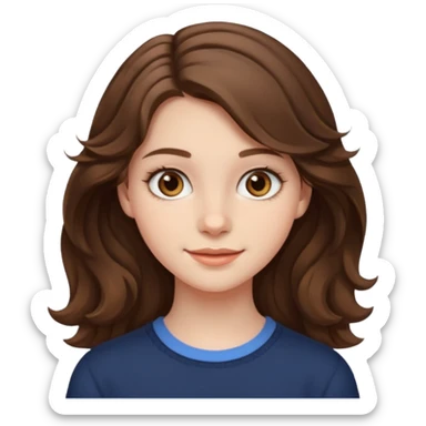 18 year old girl with medium length wavy brown hair with hazel eyes and soft smile and pale skin  sticker