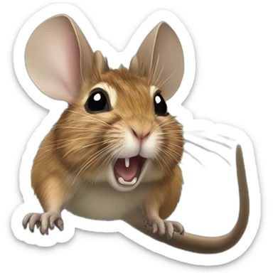 degu landing like a superhero with a hand up sticker