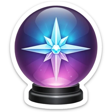 crystal orb flashing “solution found” glow sticker