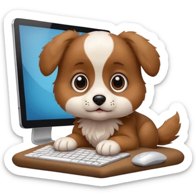Puppy day dreaming at computer sticker
