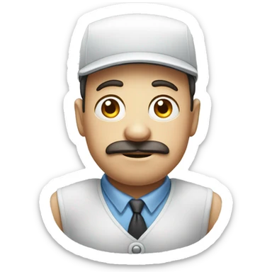 a milkman with a bored expression with eyebags sticker