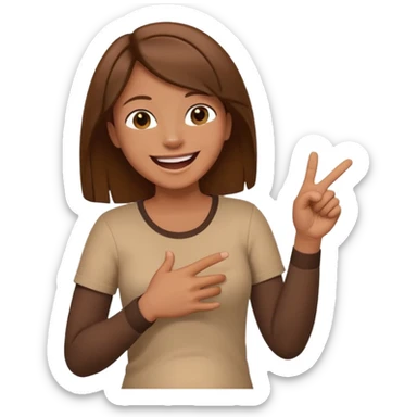 A person laughing with one hand pointing straight and one hand on his stomach sticker