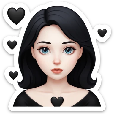 cara con corazones negros sticker