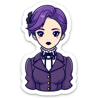 gothic femboy with makeup, choker, and dark victorian clothes sticker