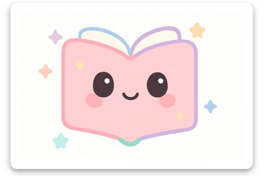a book, open with visible pages, whimsical style sticker