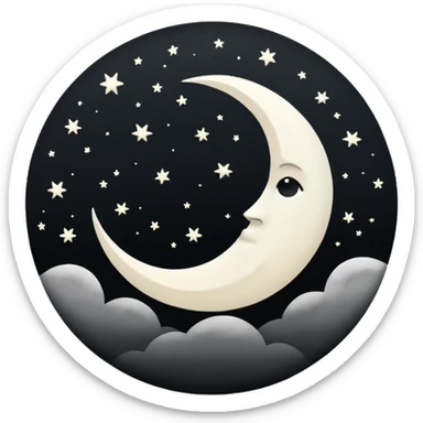  white moon in black sky sticker
