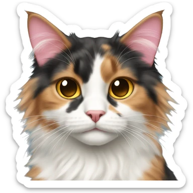 Long-haired Calico cat pink nose sticker