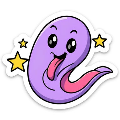 ridiculously silly face with spiraling eyes, wild expression, super long wavy tongue wiggling from side to side, stars and motion lines, extremely goofy, cartoonish, hilarious sticker