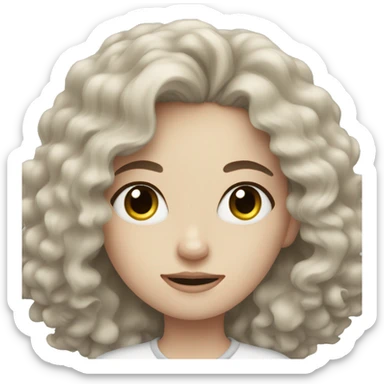 Pale skin girl dark curly hair on bed sticker