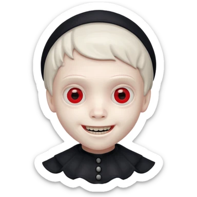 scary boy doll with a wide unsettling smile inspired by Squid Game sticker