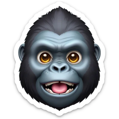 Cinematic Comical Gorilla Portrait Emoji, Head tilted dramatically with an exaggeratedly shocked expression, featuring a robust build with wide, comically expressive eyes full of humorous disbelief, Simplified yet hilariously expressive features, highly detailed, glowing with a slightly sassy jungle glow, high shine, dramatic yet playful, stylized with an air of quirky primate attitude, soft glowing outline, capturing the essence of a meme-worthy gorilla that appears ready to side-eye its way into viral fame! sticker