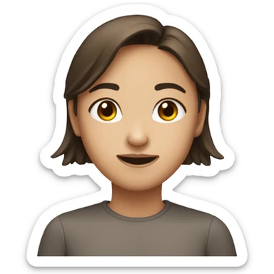 brown haired wasian woman with heart eyes sticker