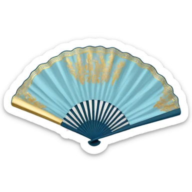Hand fan light Blue and gold  sticker