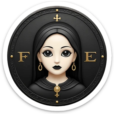 Emoji style, luxury gothic coin made of blackened metal, “FORTUNA” engraved in refined fashion typography, heavy form, subtle worn metal texture, avant-garde editorial aesthetic, no glow, no neon, flat emoji design, centered, transparent background sticker