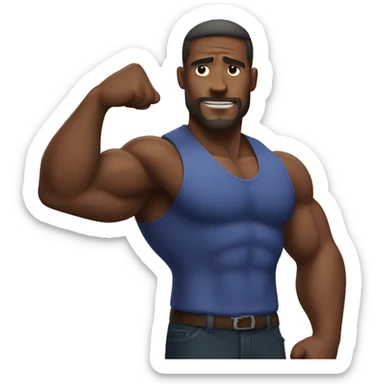 man flexing enormous biceps sticker