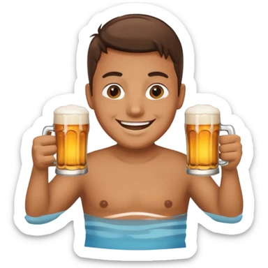 the pool should be made out of beer, and the otther should be in the pool which is a beer pool sticker