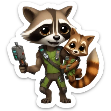 rocket racoon and groot sticker