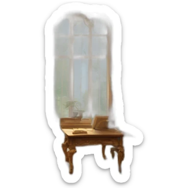 Intricately decorated library in the style of rococo sticker