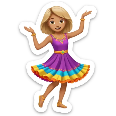 Happy girl dancing full body sticker