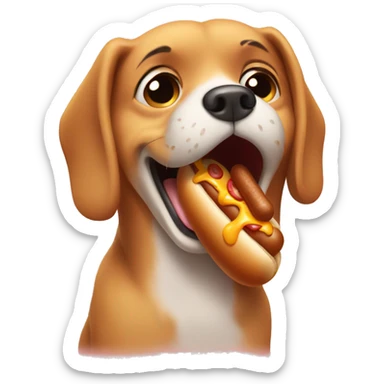 Dog crying over hot dog sticker