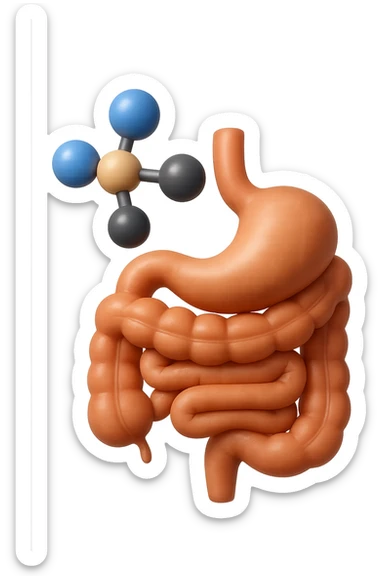 emoji stile iphone in 3d di istamina molecola con intestino, iperrealistico 4k sticker