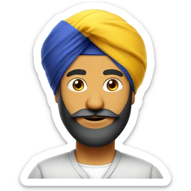 Punjabi guy in yellow turban, with beard and rounded mustache, only face sticker