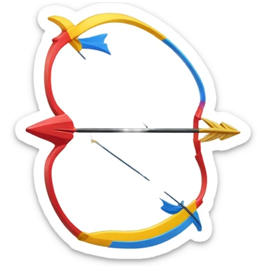 bow and arrow red blue and yellow color sticker
